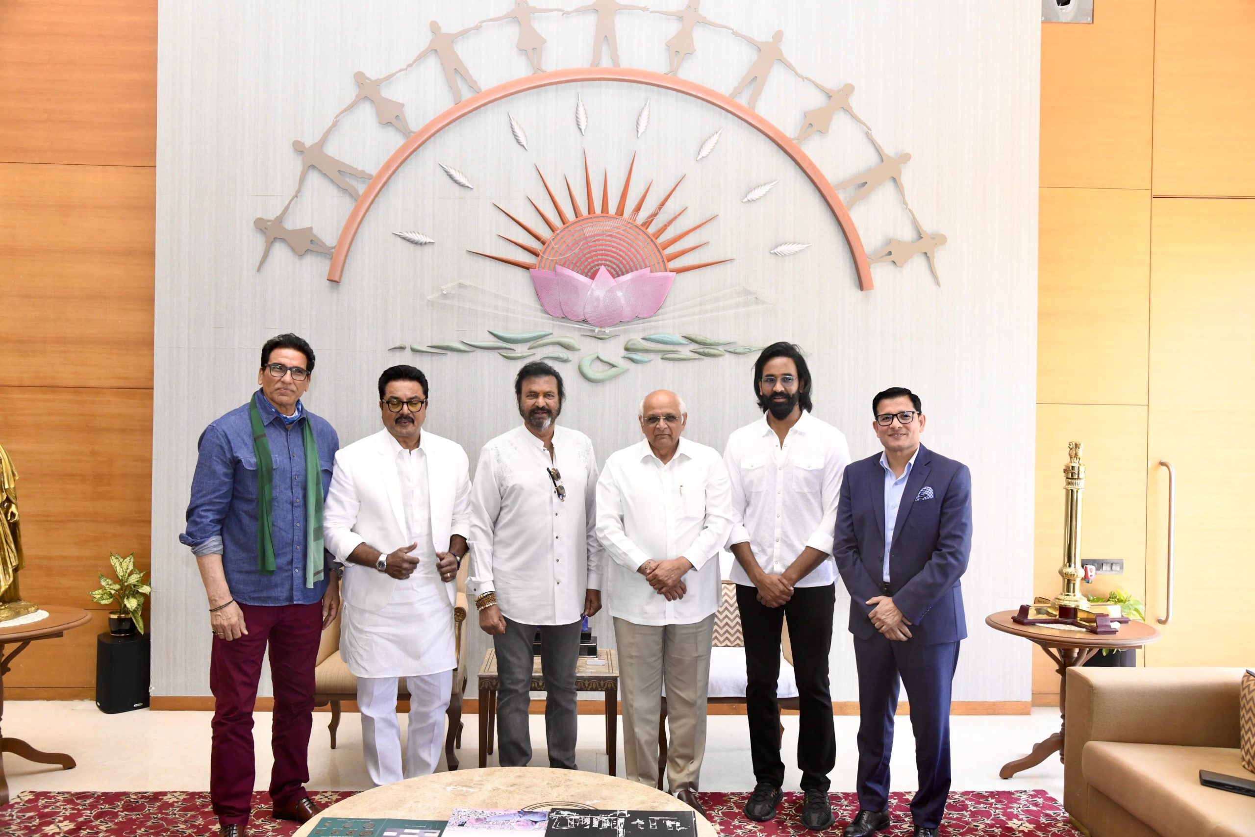 Mohan Babu & Vishnu Manchu Meet Hon’ble Chief Minister of Gujarat, Shri Bhupendra Patel