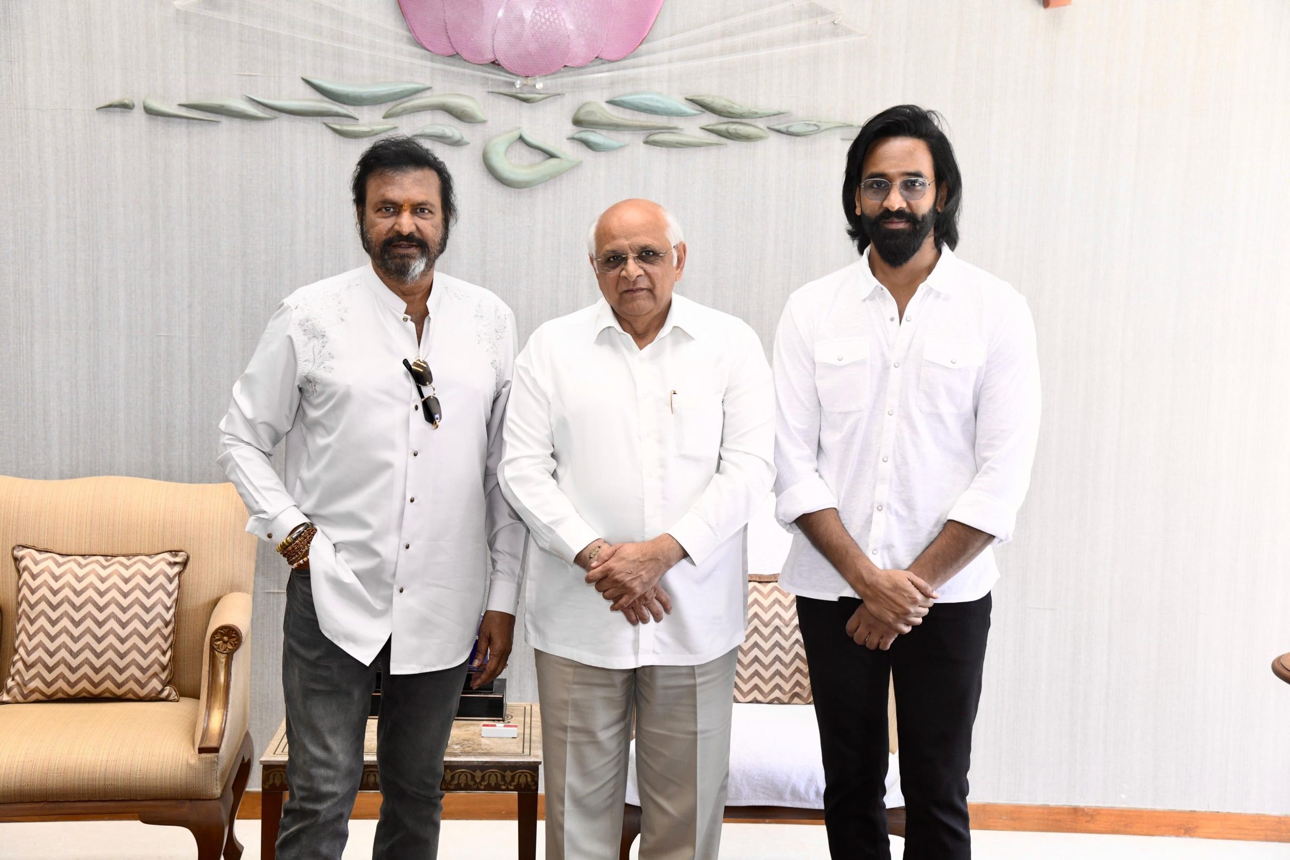 Mohan Babu & Vishnu Manchu Meet Hon’ble Chief Minister of Gujarat, Shri Bhupendra Patel