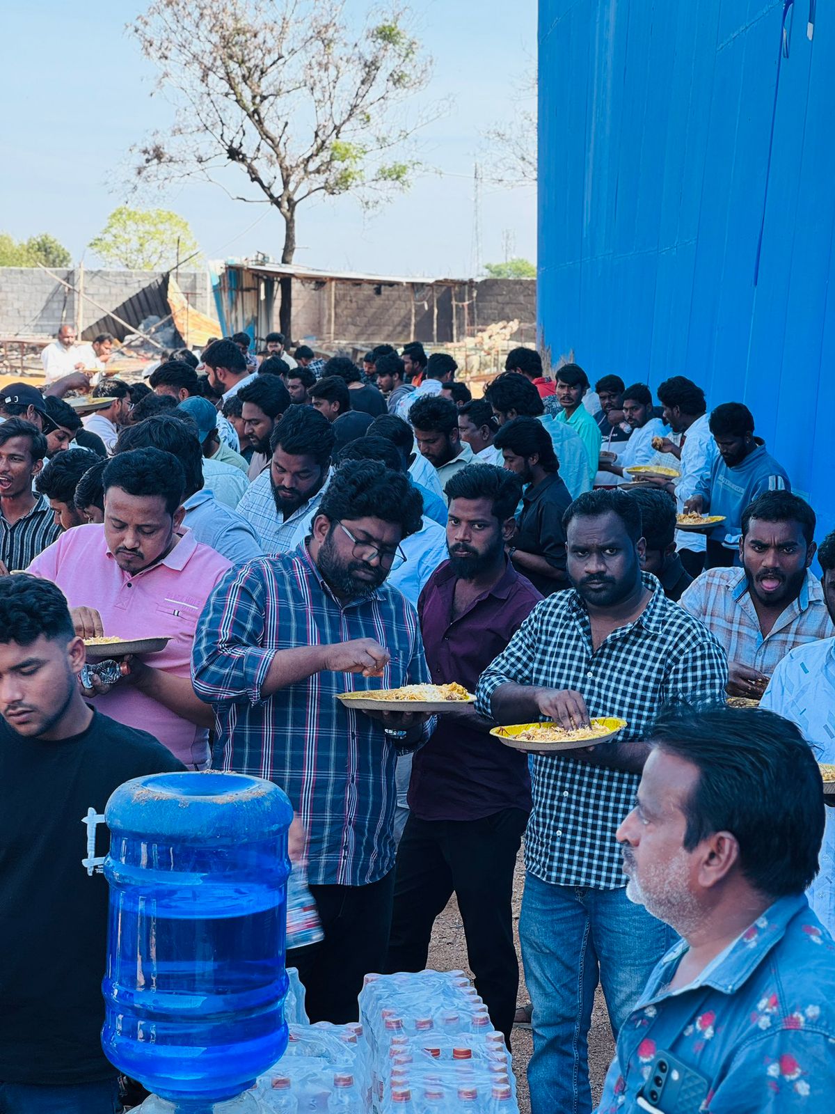Sai Durga Tej Met Fans At The Sets Of Sambarala Yetigattu