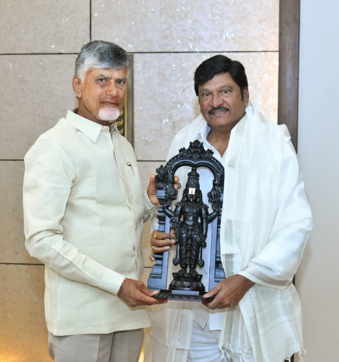 Chief Minister Nara Chandrababu Naidu Meets “Nata Kireeti” Rajendra Prasad