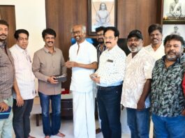 South Indian Film Writers' Association, paying a courtesy visit to Superstar Rajinikanth