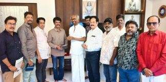 South Indian Film Writers' Association, paying a courtesy visit to Superstar Rajinikanth